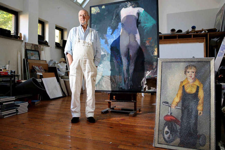 Der Künstler Arno Rink 2015 in seinem Atelier in Leipzig.