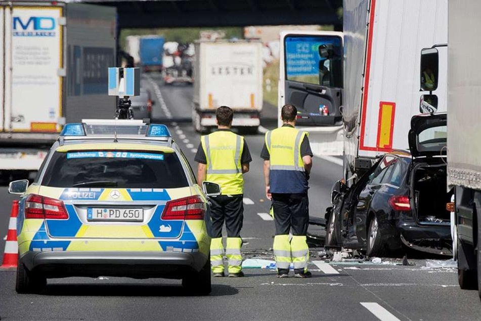 Polizei im Einsatz auf der A2.