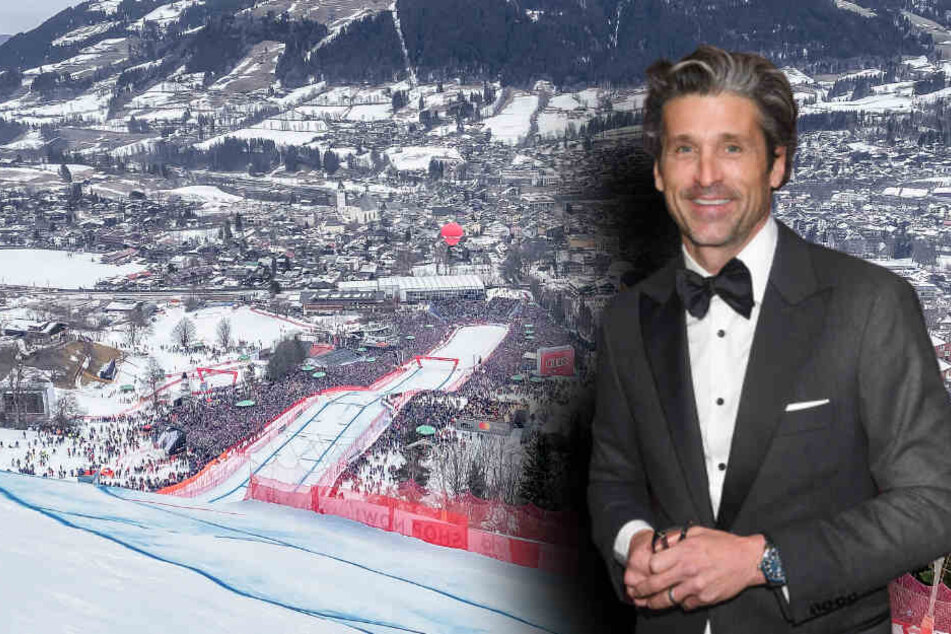 Schauspieler Patrick Dempsey (54) wollte das Abfahrsrennen in Kitzbühel genießen und musste ein peinliches Interview über sich ergehen lassen. (Bildmontage)