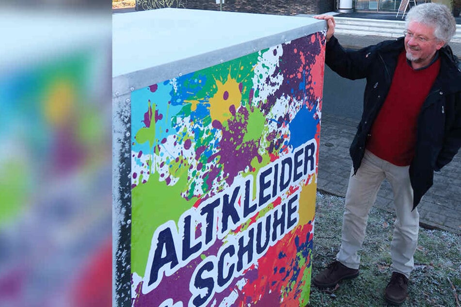 Dieser schrille Container steht vor der Brockensammlung in Bethel. Brosa-Chef Rüdiger Wormsbecher hält ihn für eine bessere Sardinendose.