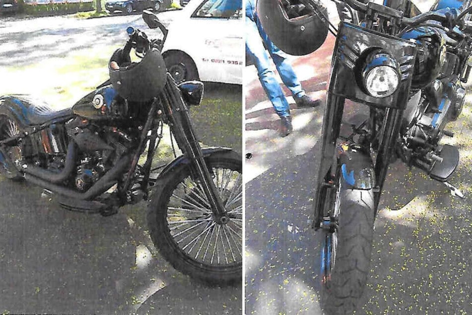 Die Polizei sucht mit diesen Bildern nach der Harley.