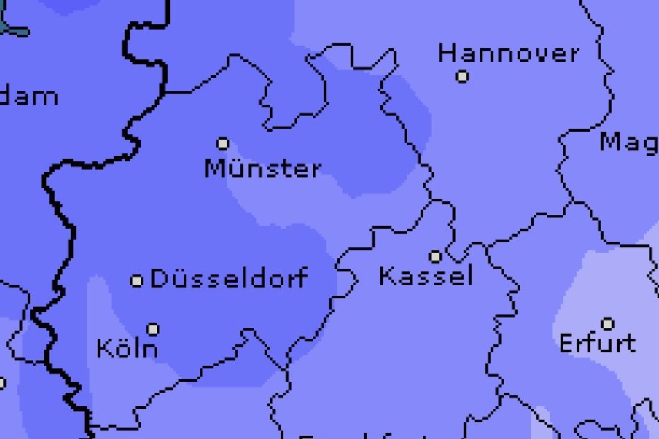 Je dunkler, desto nasser: Die Niederschlagskarte für den Sonntag.