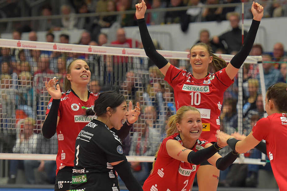Dresdner Siegjubel in der Margon Arena.