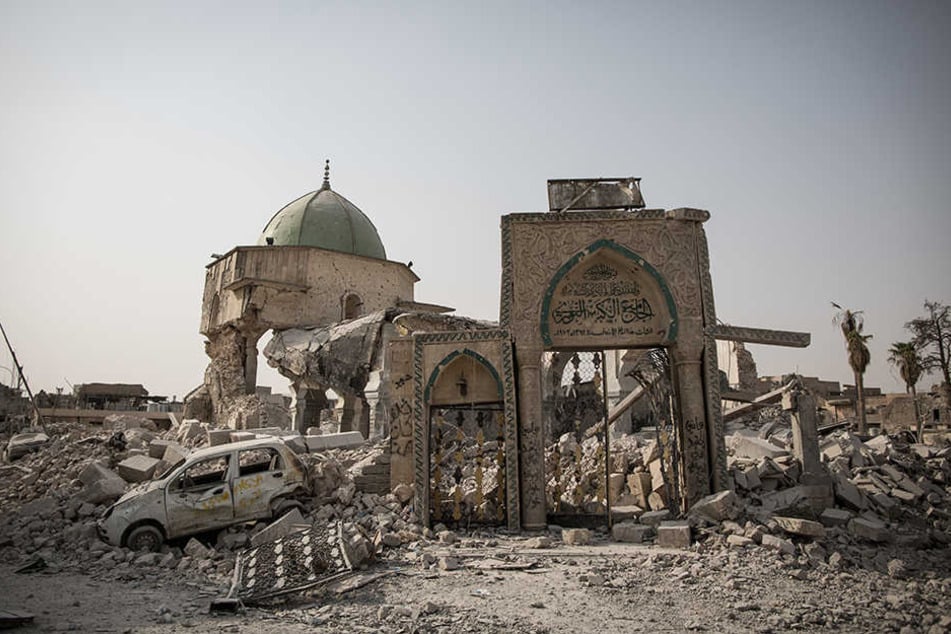 Überreste der Al-Nuri-Moschee in Mossul, in der der so genannte "Islamische Staat" das Kalifat verkündete.