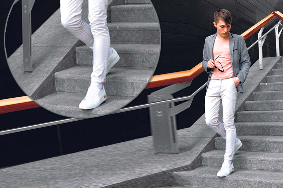 Blogger „Mr. Matthew“ (19) modelt
in Mailand in schicken Leder-Sneakern der italienischen Manufaktur Scarosso.
