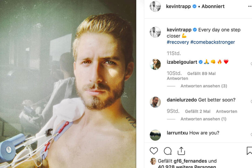 Der Screenshot zeigt den Instagram-Post von Kevin Trapp sowie einige der dazugehörigen Kommentare.