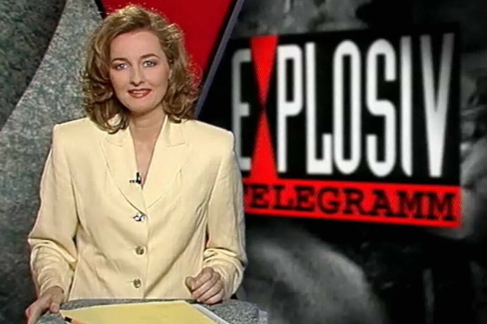 Frauke Ludowig am 2. Mai 1994 bei ihrem Debüt bei "EXCLUSIV - Das Starmagazin", was anfangs noch "Explosiv - Telegramm" hieß.