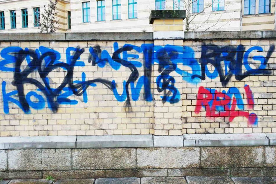 "Eure Werbung kotzt uns an", sprühten die Schmierfinke an die Mauer der Sport-Oberschule.