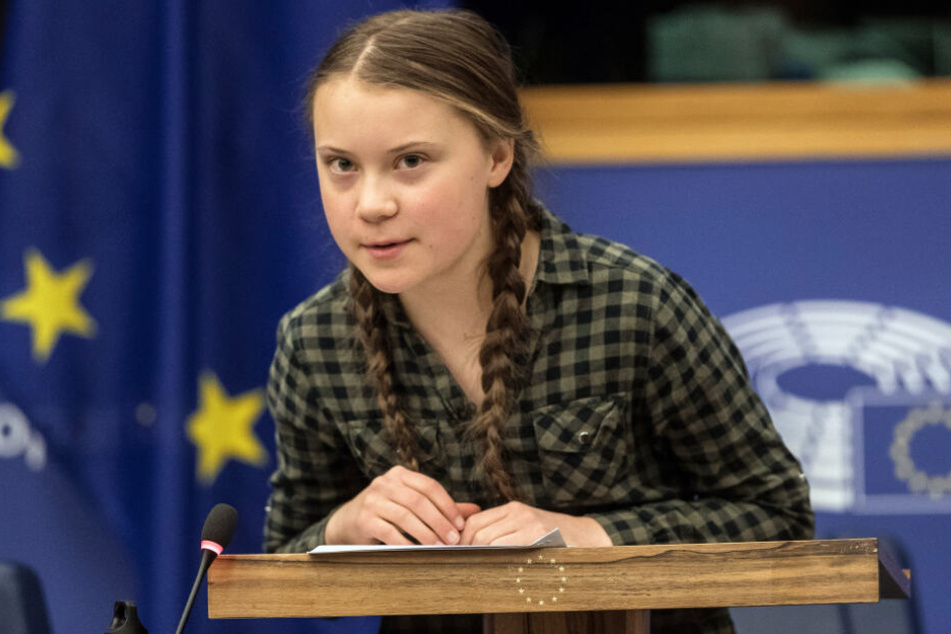 Greta Thunberg spricht bei einer Sondersitzung des Umweltausschusses im Europäischen Parlament.