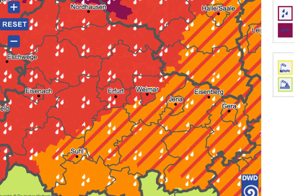 Die Unwetterwarnung gilt für ganz Thüringen.