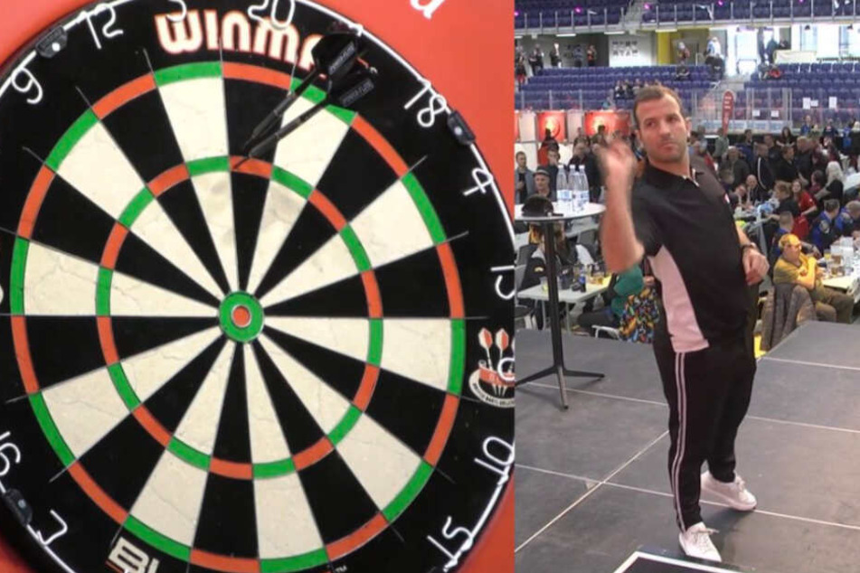 Rafael van der Vaart feierte sein Debüt als Darts-Spieler.