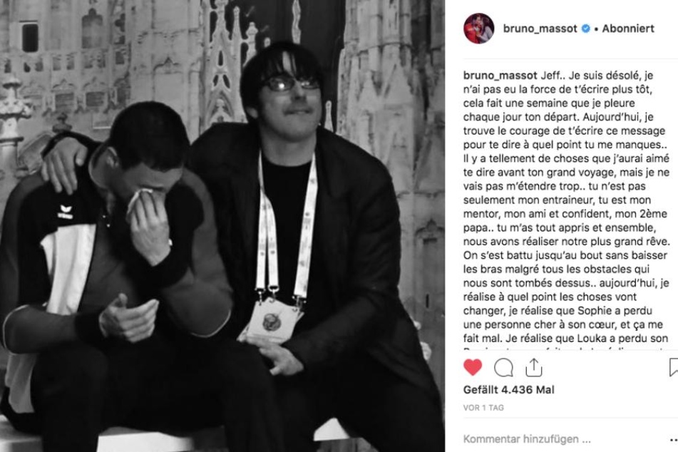 Bruno Massot richtet auf Instagram emotionale Worte an seinen verstorbenen Trainer.