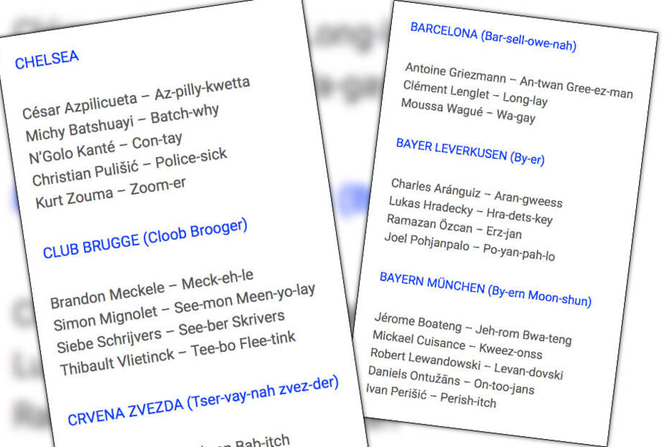Kleiner Auszug. Mit dieser Hilfe sollen es englischsprachige Champions-League-Fans leichter haben.