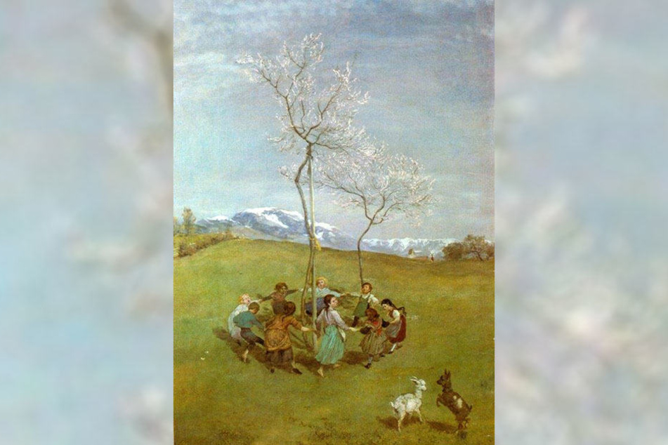 Das Gemälde "Frühling im Gebirge/Kinderreigen" von Hans Thoma.