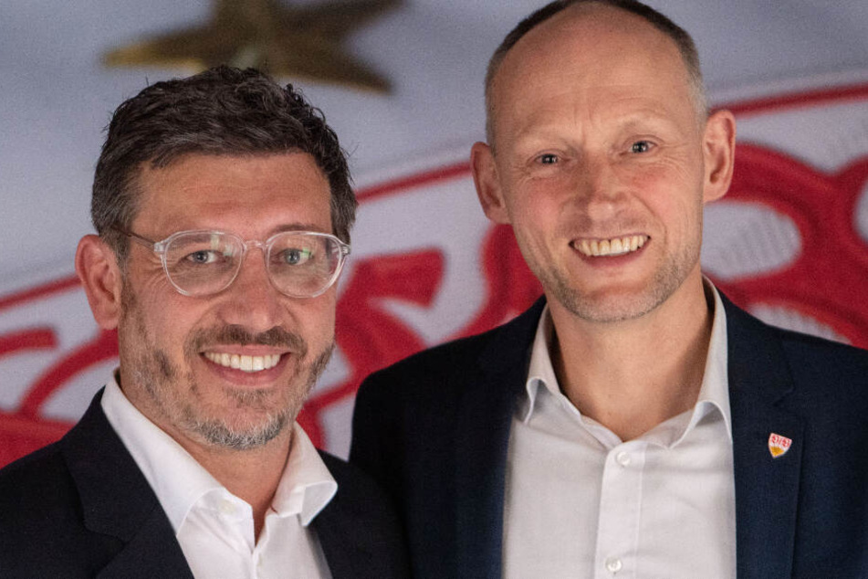 Claus Vogt (links im Bild) und Christian Riethmüller stehen am 15. Dezember bei der außerordentlichen Mitgliederversammlung des VfB Stuttgart zur Wahl des neuen Vereinspräsidenten.