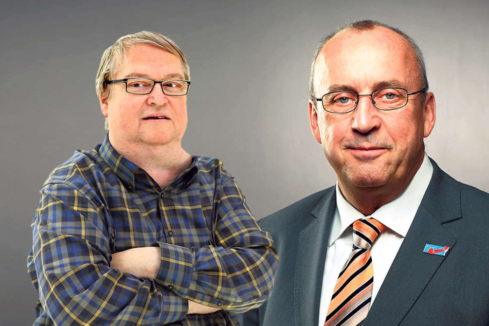 Er entschuldigt sich jetzt für
seinen Fauxpas: BfZ/
Grüne-Geschäftsführer
Wolfgang Rau (61, li.). - Fühlt sich durch das „A-Wort“
beleidigt - und teilt selbst
heftig aus: AfD-Stadtrat Frank
Forberg (61, re).