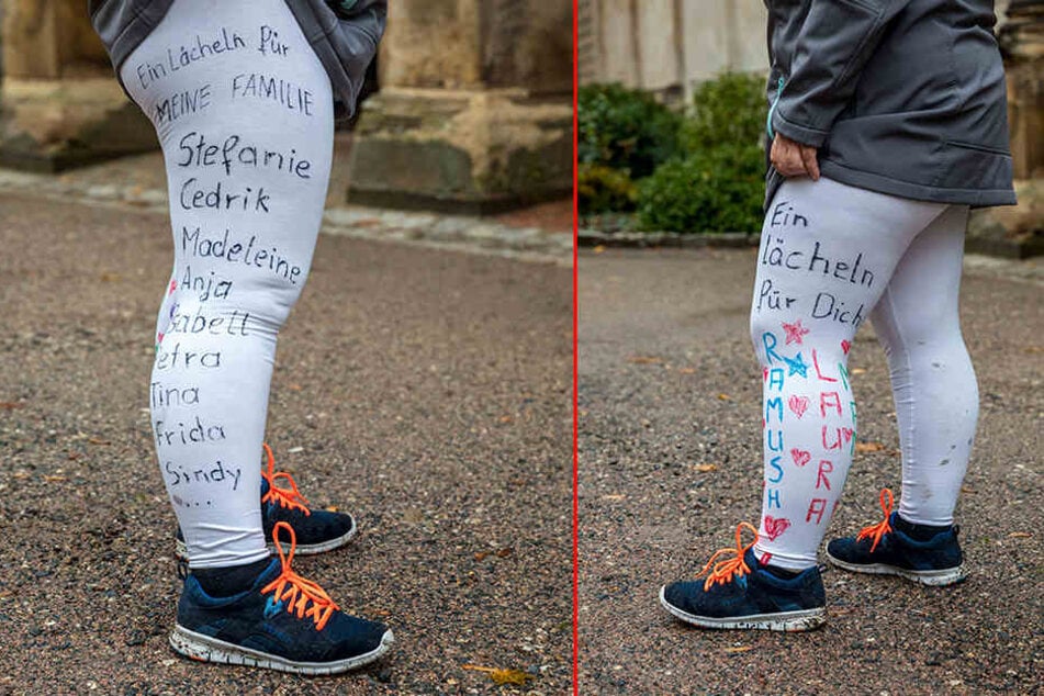 In dieser Laufhose will Madlen B. (40), die Mutter von Laura (†4) und Ramush (†5) 2017 beim Staffel-Marathon in Frankfurt starten.