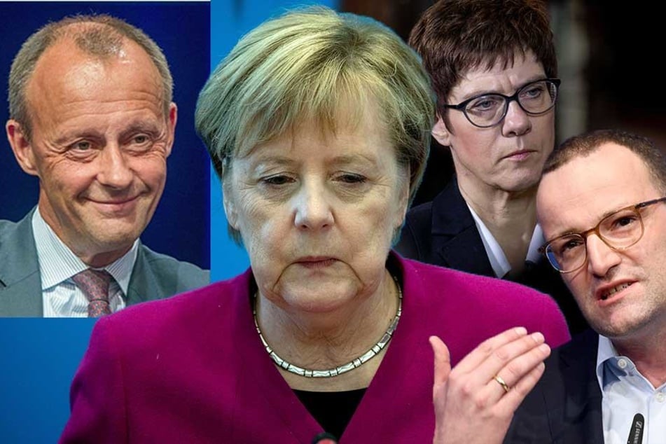 Wer beerbt Angela Merkel (64) an der CDU-Spitze? Friedrich Merz (62), Annegret Kramp-Karrenbauer (56) oder Jens Spahn (38)? (Bildmontage)