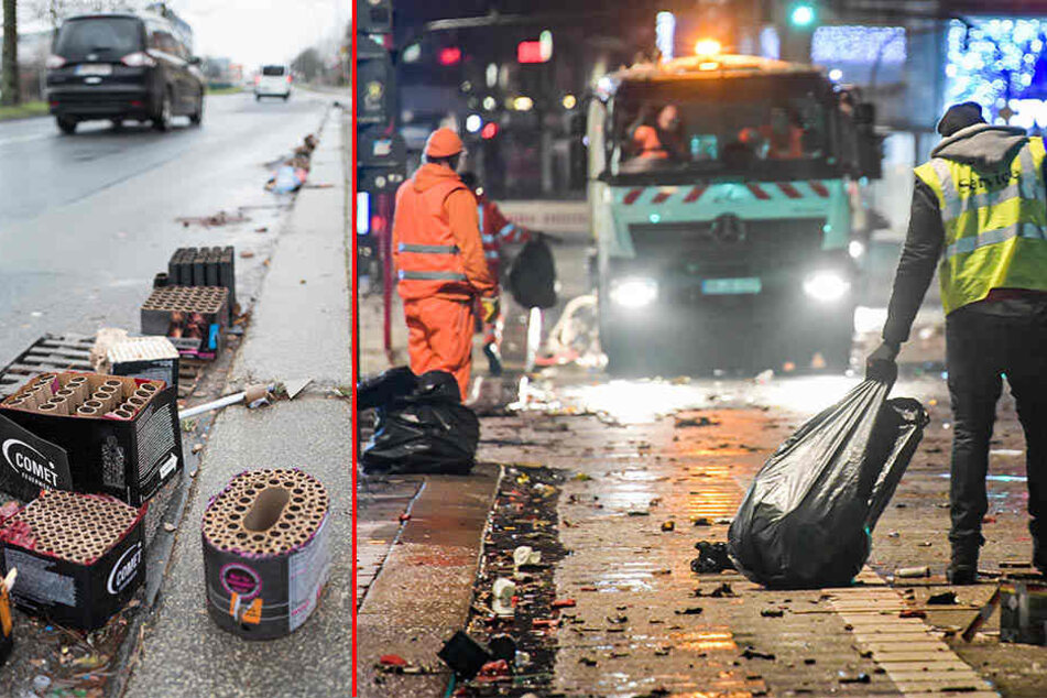 49 Kubikmeter Silvestermüll, der 250 Badewannen füllen könnte, wurde in der Leipziger Innenstadt gesammelt. (Symbolbild)