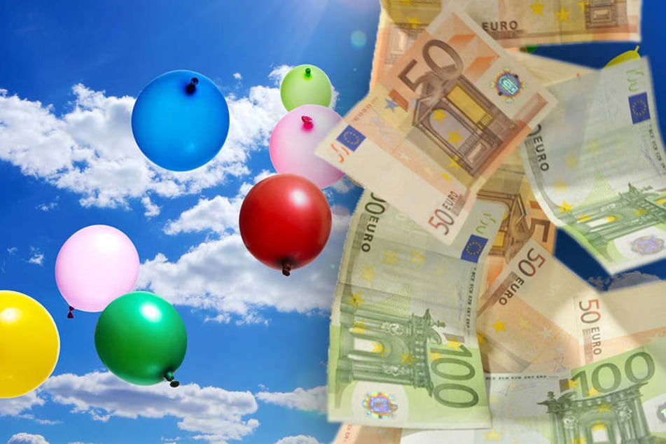 Im Polenztal sind mehrere hundert Euro in Ballons vom Himmel gefallen. (Bildmontage)