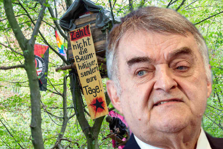 NRW-Innenminister spricht von "Gewalt- und Straftätern" im Hambacher Forst.