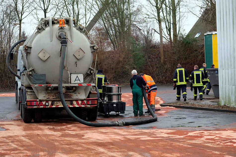 Ein Saugfahrzeug nahm das gebundene Dieselöl auf.