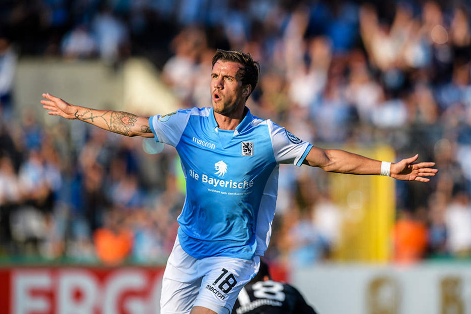 Münchens Nico Karger bejubelt sein zwischenzeitliches 1:0-Führungstor.