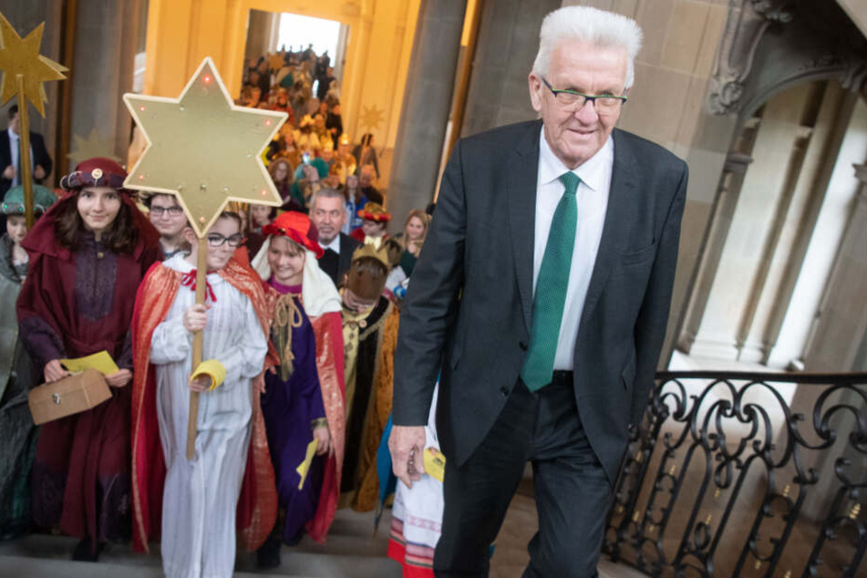 7. Januar 2019: Winfired Kretschmann beim Sternsinger-Empfang.