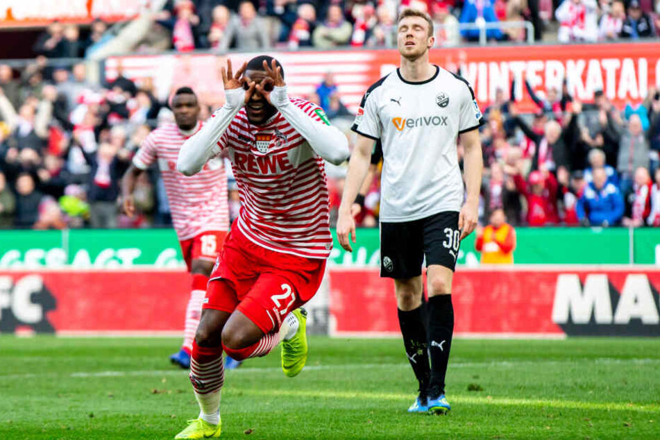 Der bekannte Freudenjubel von Anthony Modeste nach einem Treffer.
