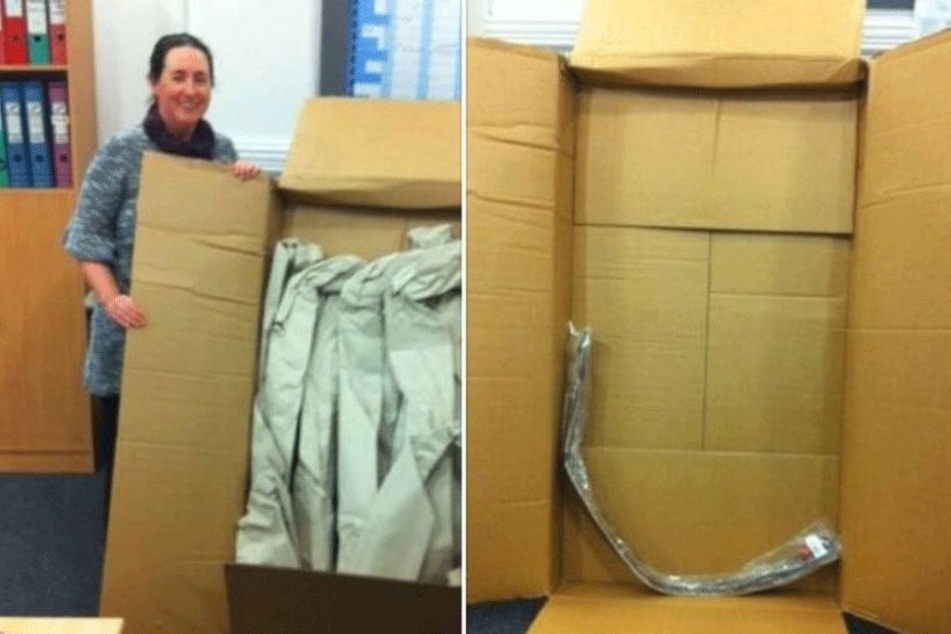 Nachdem sie das Papier entfernt hatte, fand sich nur ein Gürtel in dem Paket.