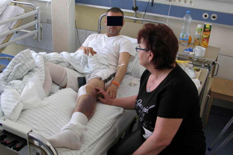 Der verletzte Hatem K. und seine Frau Simona im Krankenhaus.