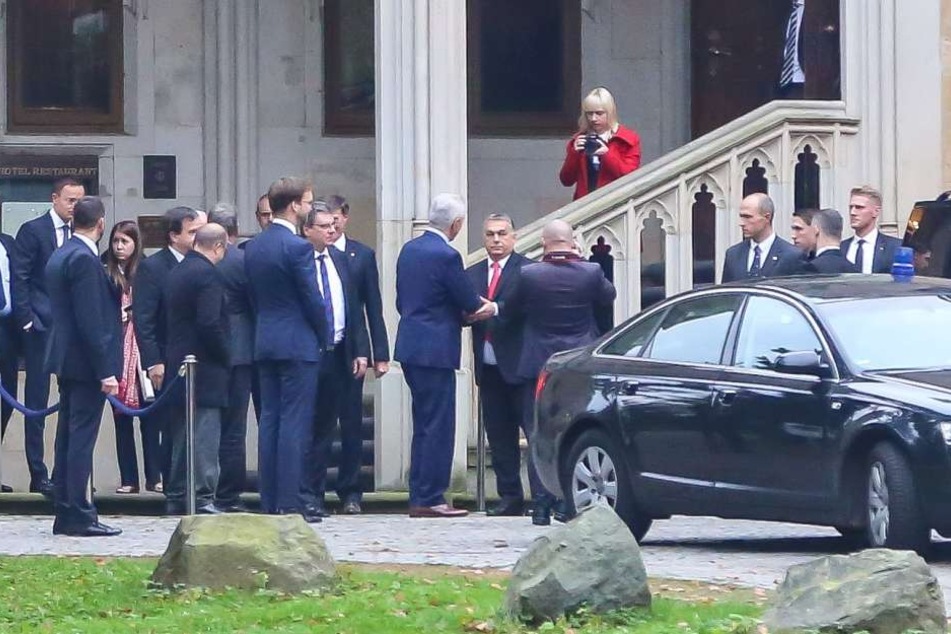 Ministerpräsident Tillich und Premier Orbán bei der Begrüßung in Dresden. Das
Treffen sorgt noch immer für Zoff.