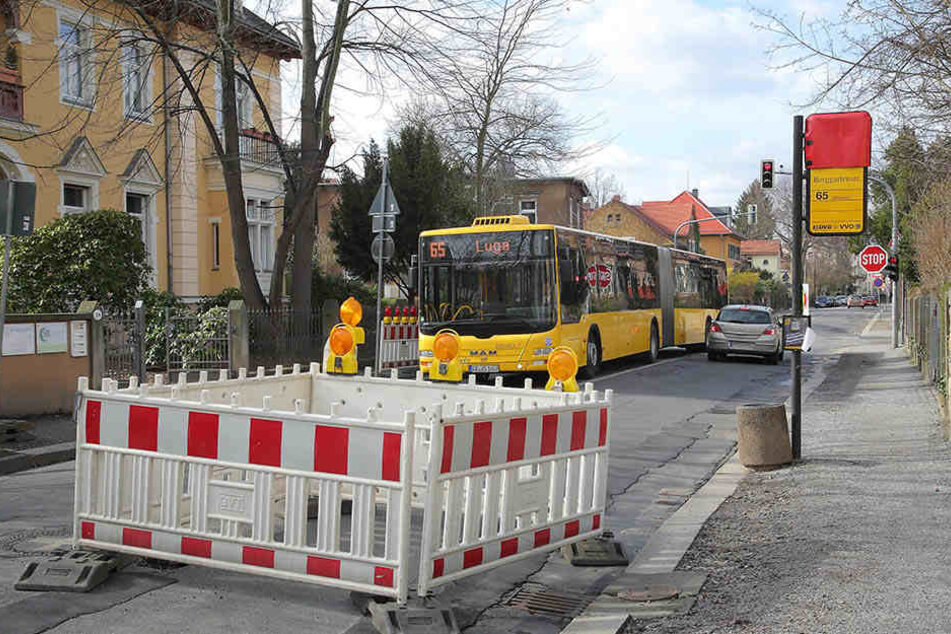 Seit dem frühen Donnerstag kann die Buslinie 65 nicht mehr über die Berggartenstraße in
Blasewitz fahren.