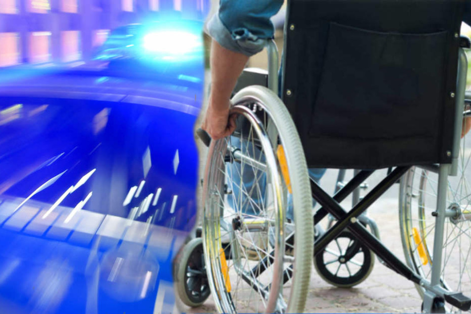 Obwohl er auf dem Gehweg war, wurde ein Rollstuhlfahrer von einem Auto erfasst. (Bildmontage)