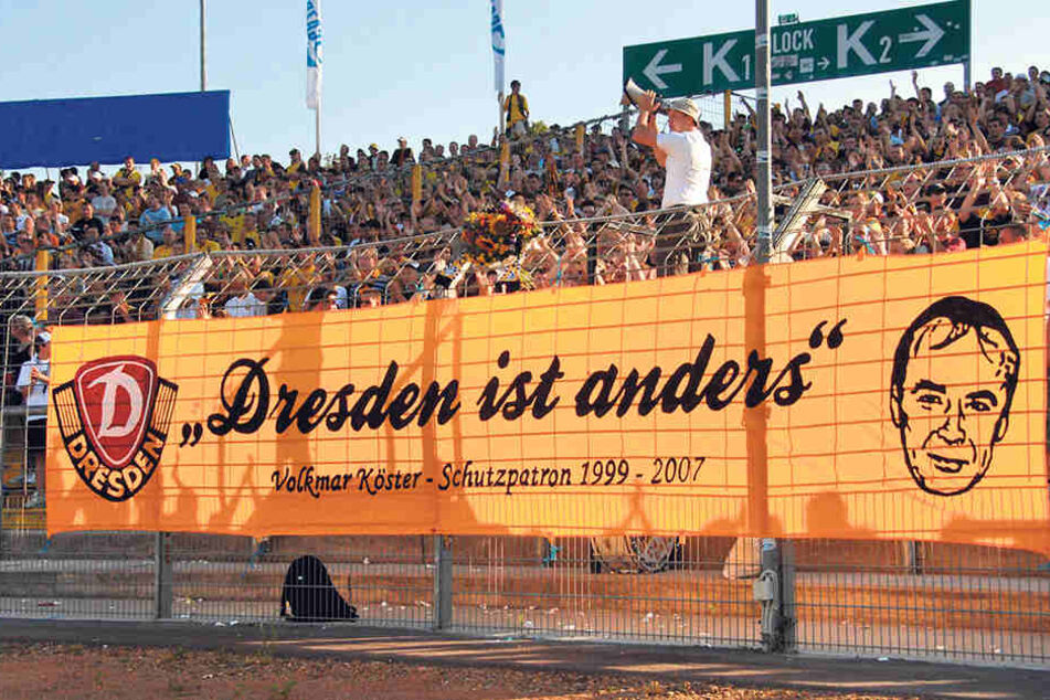 Bei den Dynamo-Fans genossen Volkmar Köster
und sein Dresden-Spruch Kultstatus.
