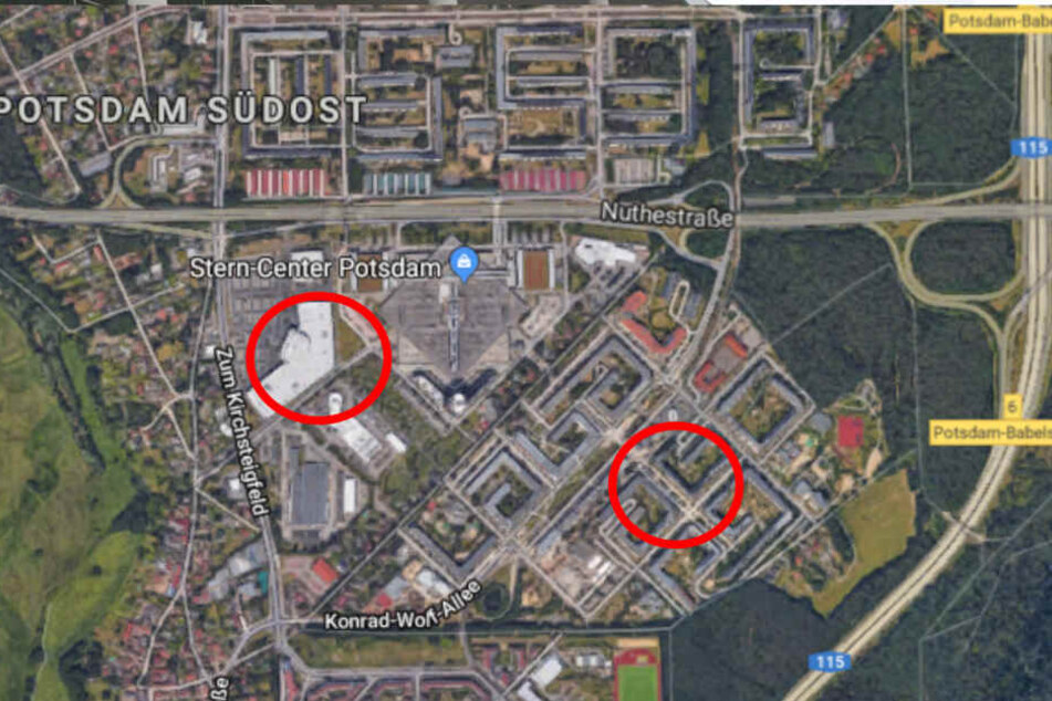 Nur einen knappen Kilometer liegt das Möbelhaus (links) vom Fundort des Mädchens (rechts) entfernt.