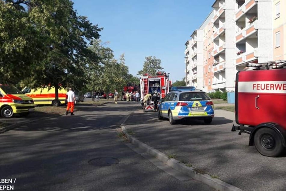 Großeinsatz in der Delitzscher Loberaue: Währenddessen eine 17-Jährige ihren Sohn aus dem Kindergarten holte, brannte es in ihrer Wohnung.