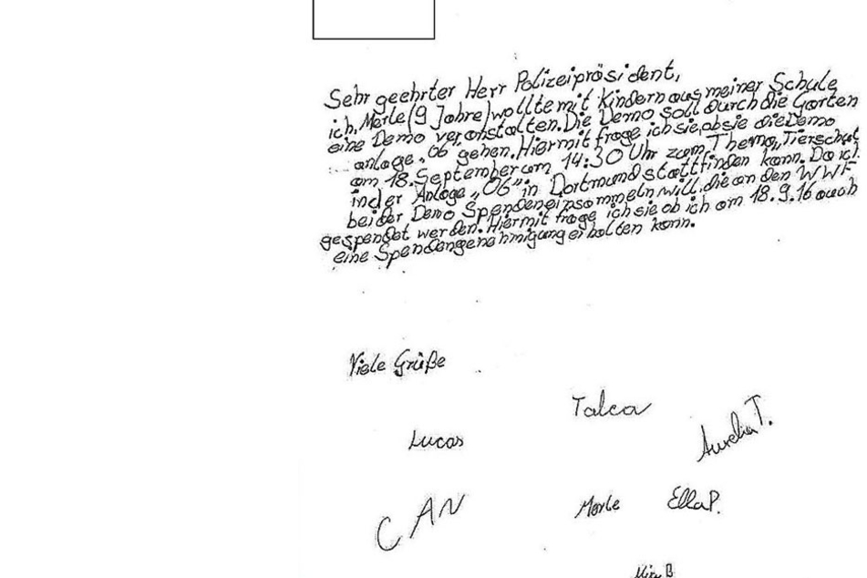 Niedlicher kann man eine Demo kaum anmelden als mit diesem Brief.