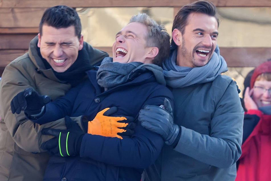 Haben immer was zu Lachen: Florian Silbereisen mit Jan Smit und Christoph de Bolle, von der Gruppe Klubbb3.