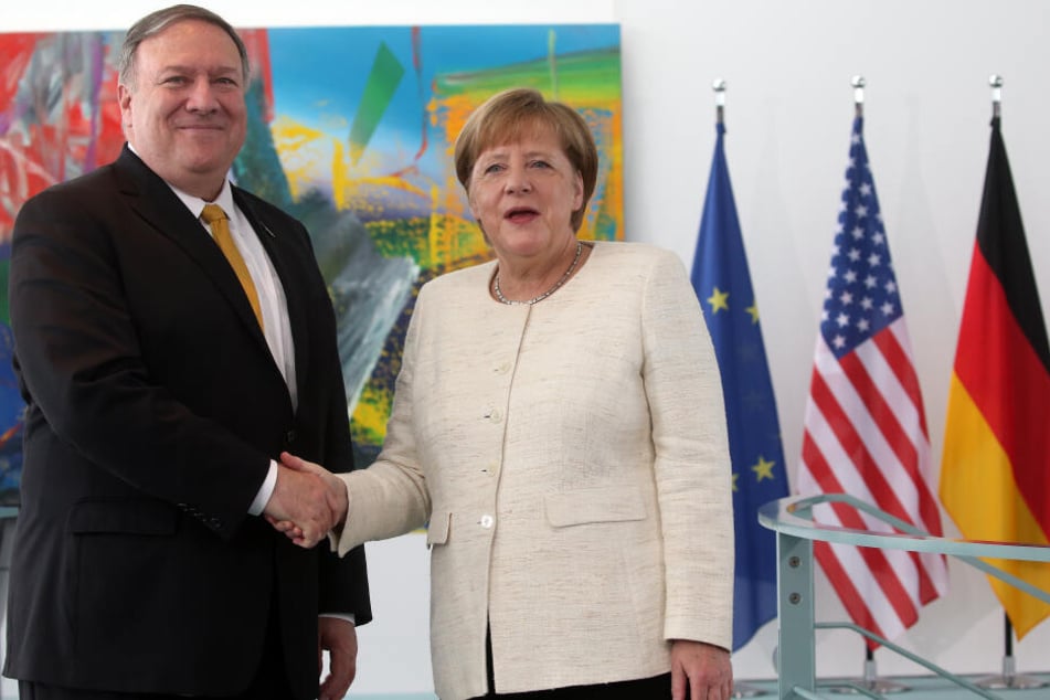 Mike Pompeo zusammen mit Kanzlerin Merkel bei seinem ersten Deutschland-Besuch im Mai.