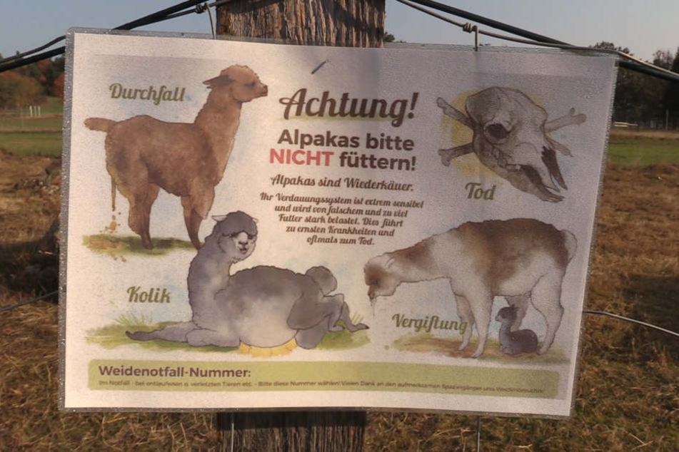 Karin Geiger hängte an ihrer Wieder Warnschilder auf.