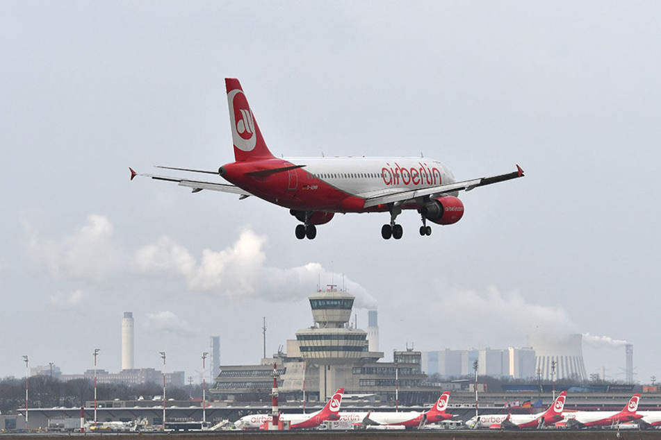 Eine Air-Berlin-Maschine im Landeanflug auf Flughafen Tegel - alles bald Geschichte?