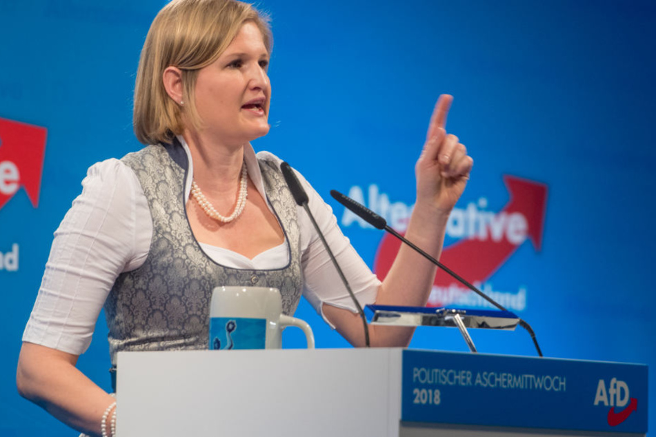 AfD-Fraktionsvorsitzende im Landtag, Katrin Ebner-Steiner, blickt nach vorn. (Archivbild)