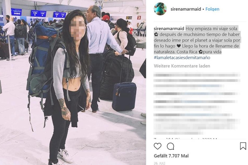 Maria T. (†25) zu Beginn ihrer Reise.