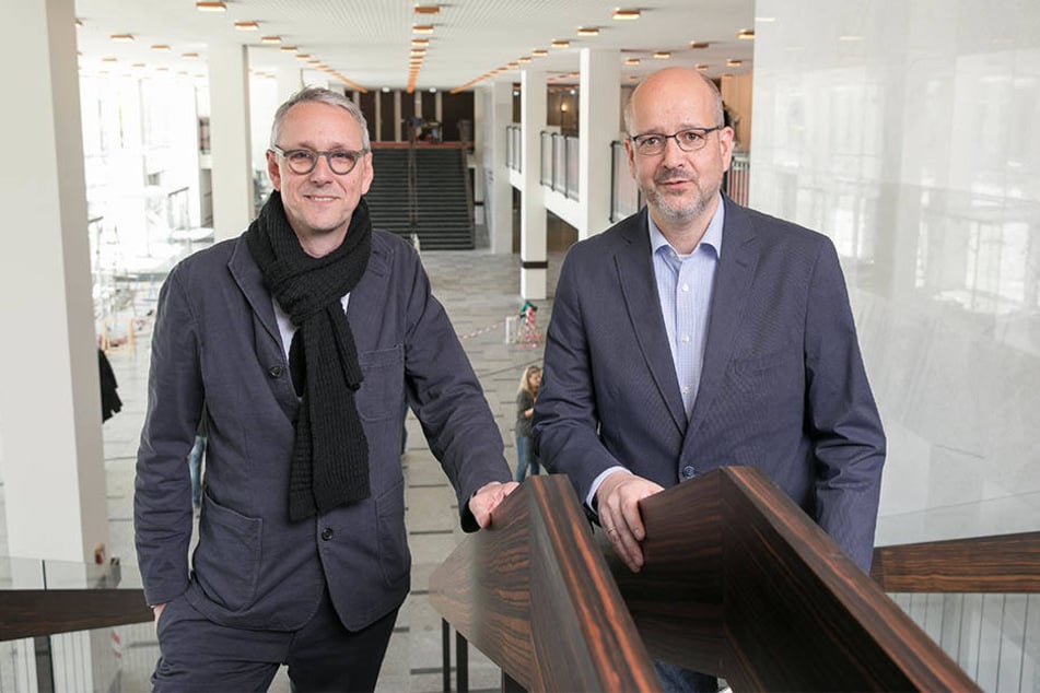 Bau-Chef Axel Walther (r.) und Architekt Stefan Schütz.