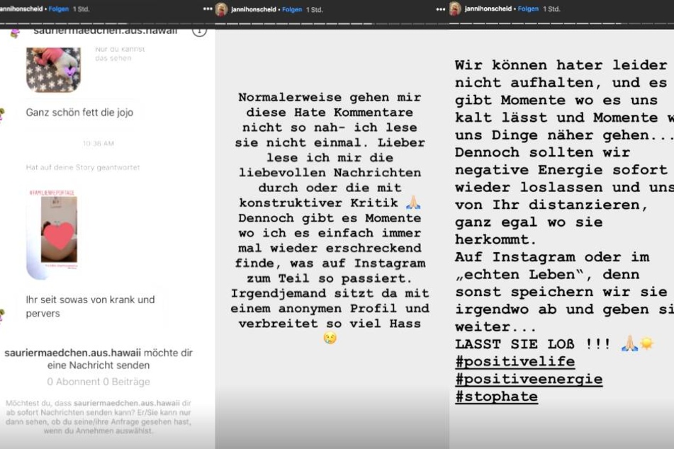 Janni Hönscheid (29) wehrt sich auf Instagram gegen ihre Hater.