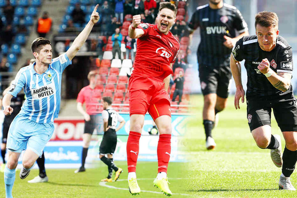 Dennis Mast (l.), Jonas Nietfeld (M.) und Patrick Göbel verstärken den Halleschen FC zur kommenden Saison. (Bildmontage)