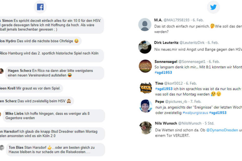 So machen sich die Fans auf Twitter und Facebook vorm Spiel beim Hamburger SV lustig über die Dynamos.