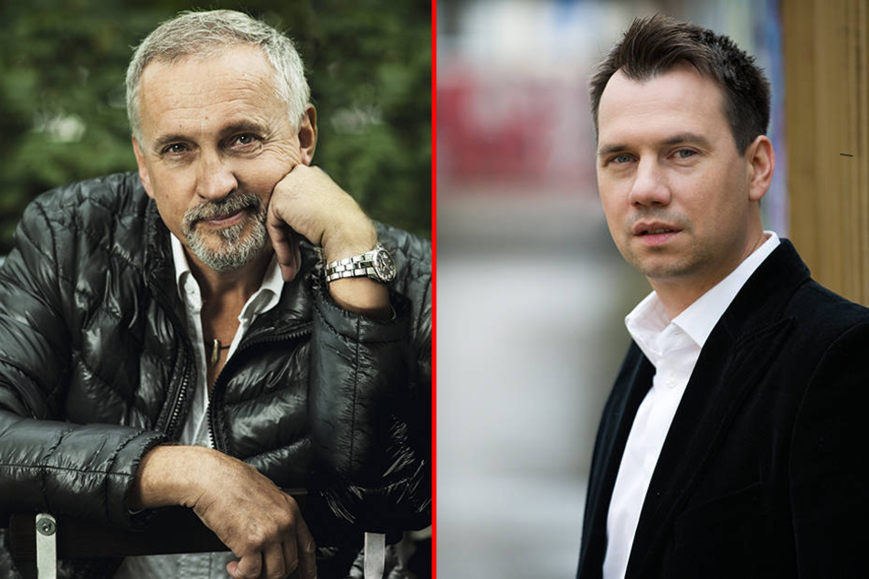 Jussi Adler-Olsen (links) und Sebastian Fitzek (rechts) präsentieren ihre neuesten Werke auf der Leipziger Buchmesse.