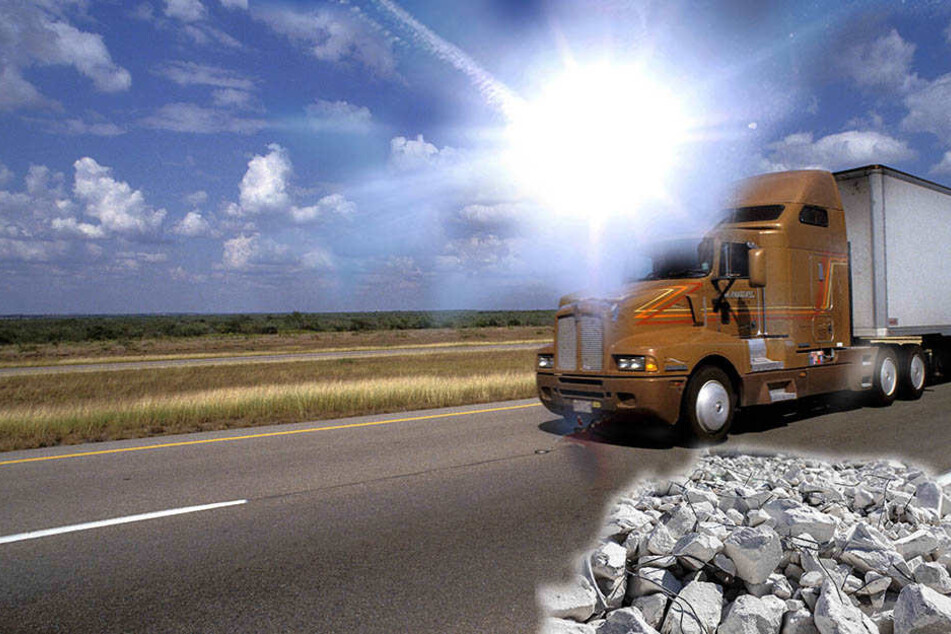 Der Fahrer einer Sattelzugmaschine wurde offenbar von der Sonne geblendet, verteilte seine Betonladung bei dem Unfall auf einem anliegenden Grundstück. (Symbolbild)